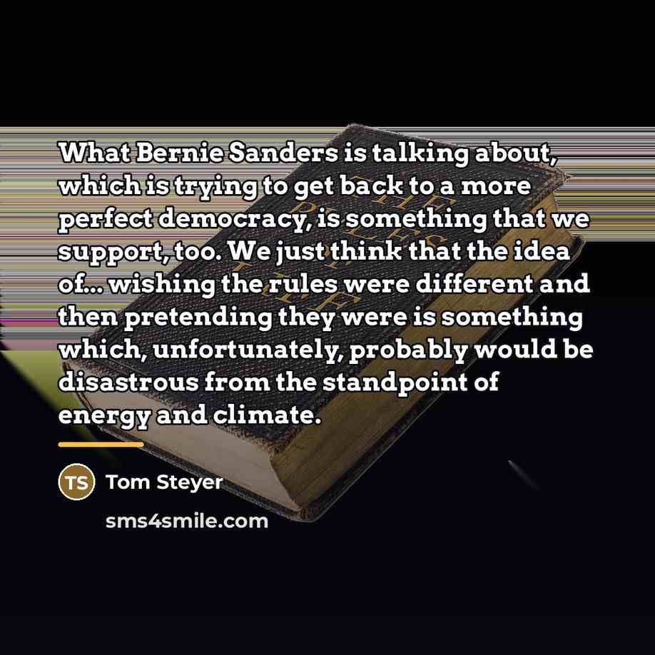 “What Bernie Sanders is talking about, which is trying to…” quote by Tom Steyer