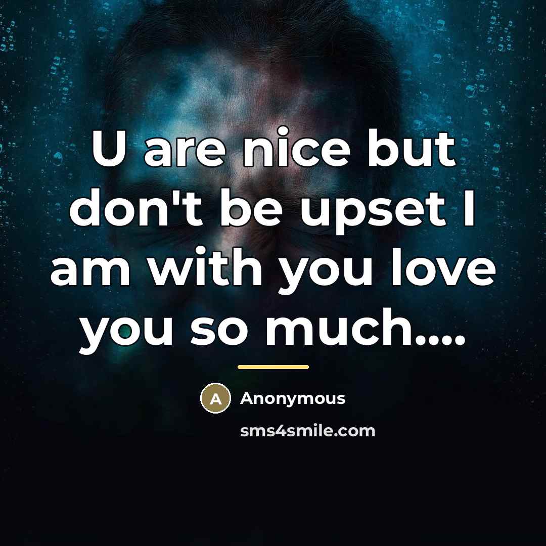“U are nice but don't be upset I am with…” quote by Anonymous