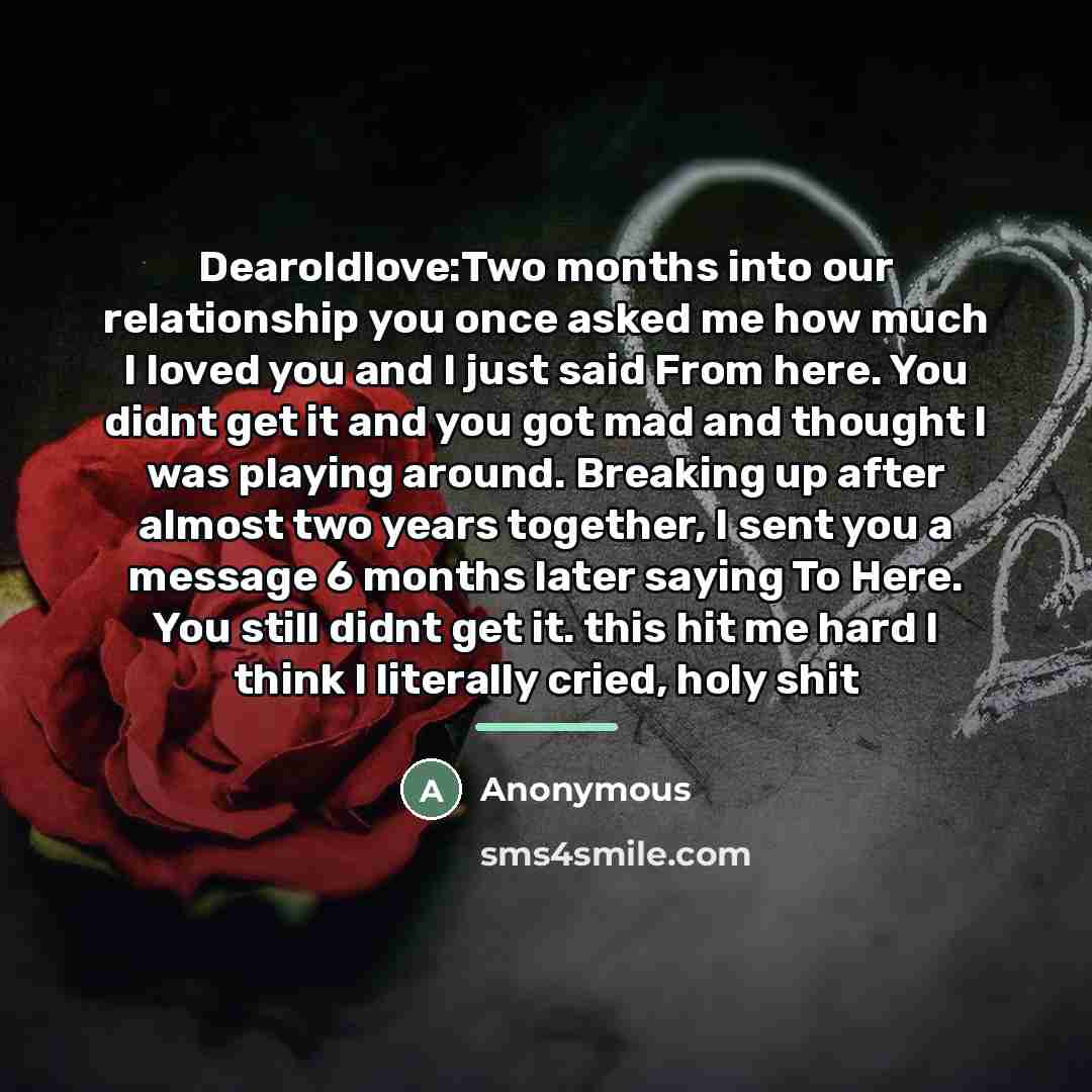 “Dearoldlove:Two months into our relationship you once asked me how…” quote by Anonymous