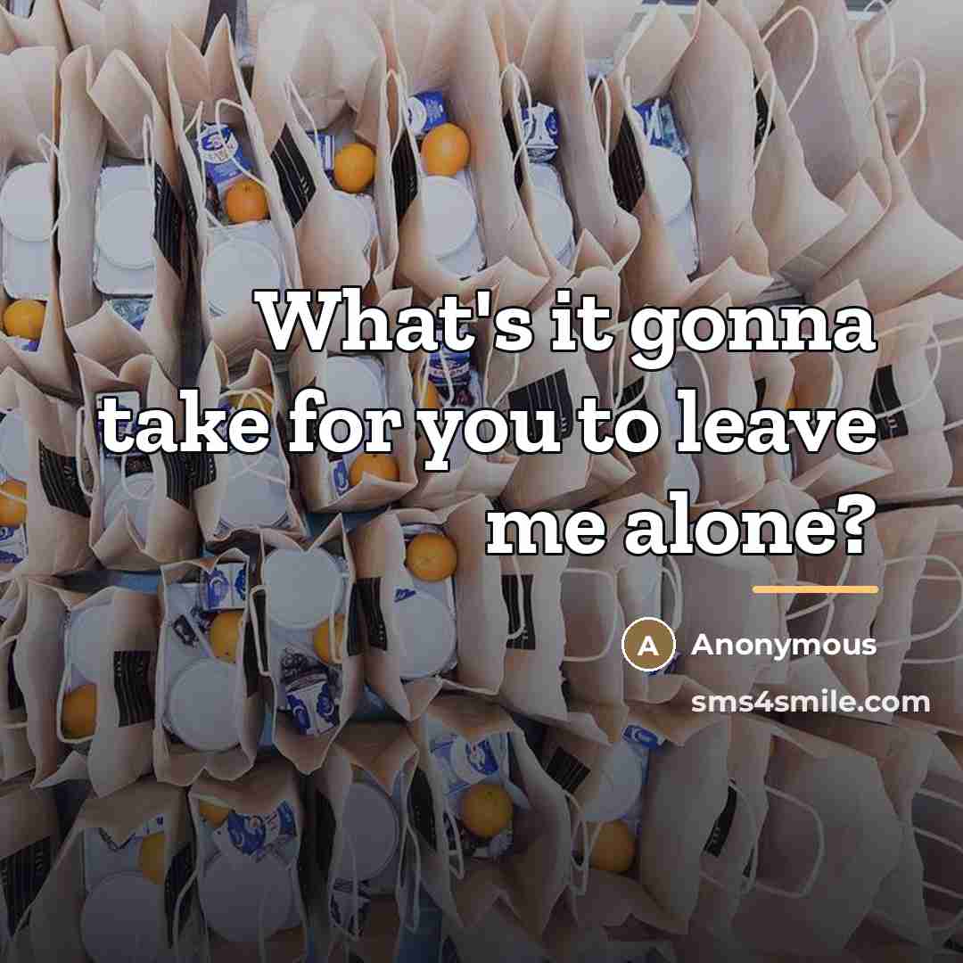 “What's it gonna take for you to leave me alone?…” quote by Anonymous