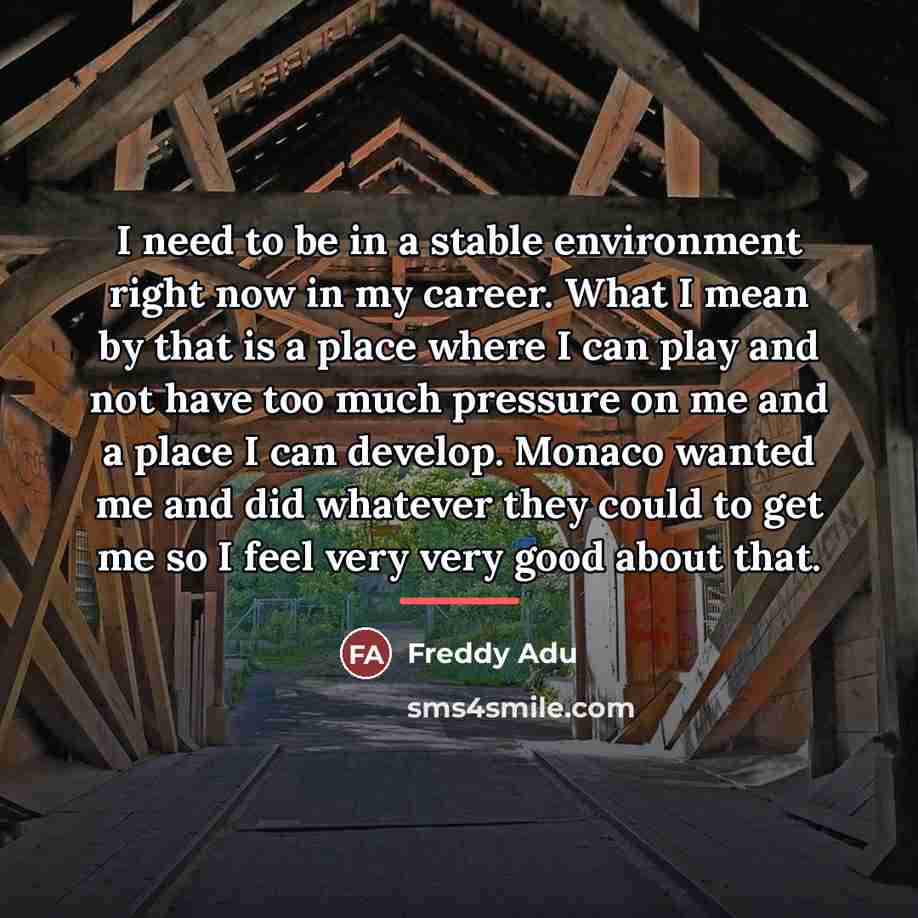 “I need to be in a stable environment right now…” quote by Freddy Adu