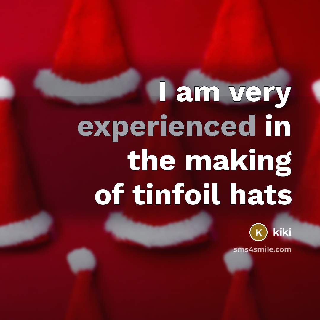 “I am very experienced in the making of tinfoil hats” quote by Kiki