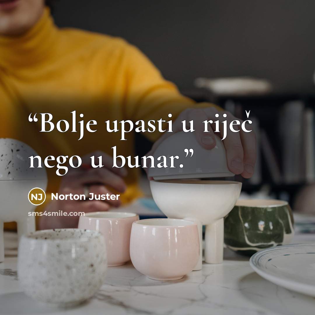 “Bolje upasti u riječ nego u bunar.” quote by Norton Juster