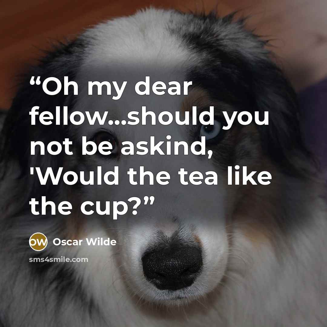 “Oh my dear fellow...should you not be askind, 'Would the tea like the cup?” quote by Oscar Wilde