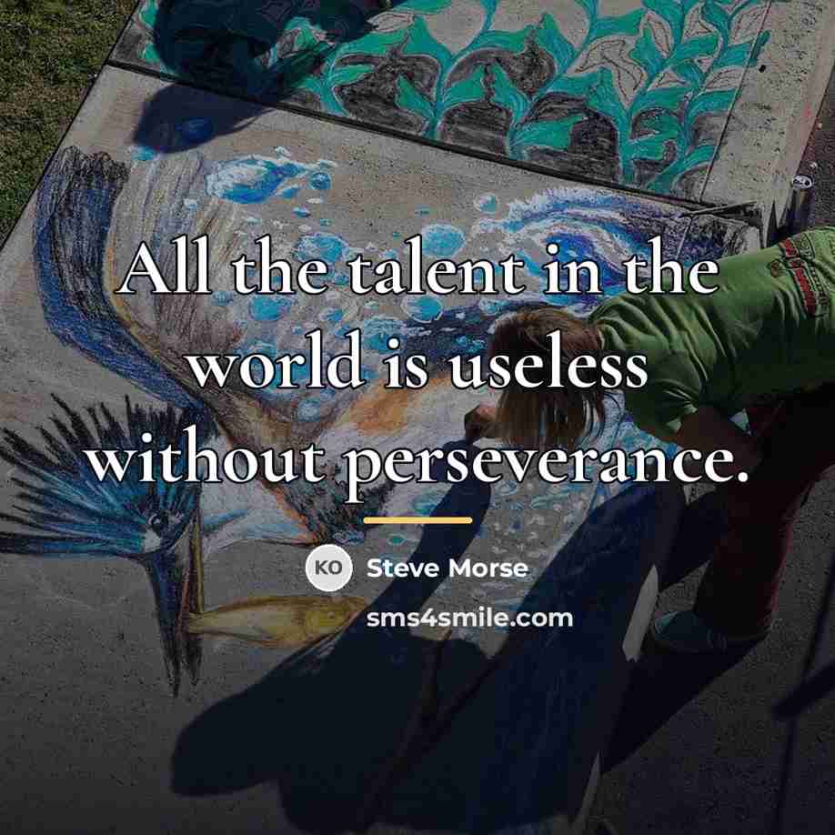 “All the talent in the world is useless without perseverance.…” quote by Steve Morse
