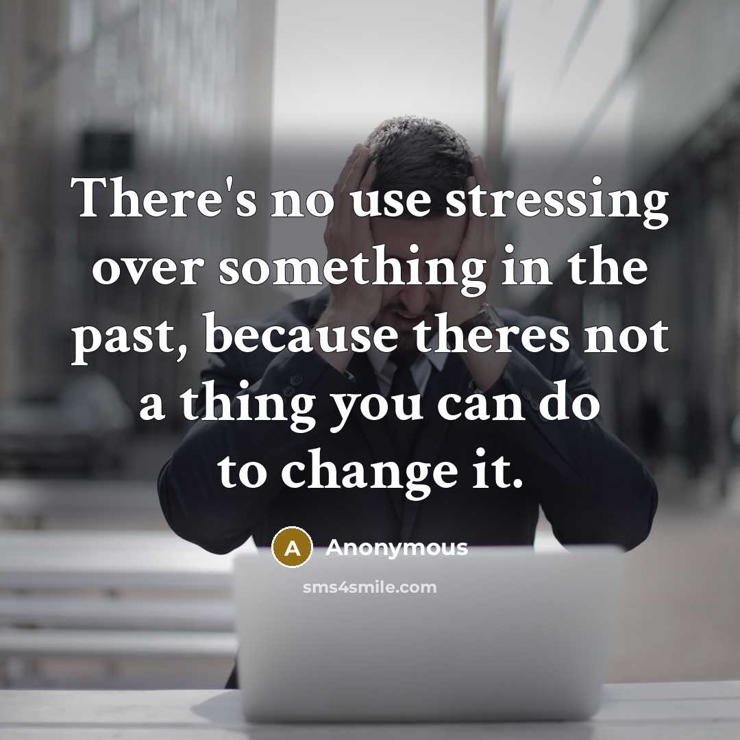 “There's no use stressing over something in the past, because theres not a thing you can do to change it.” quote by Anonymous