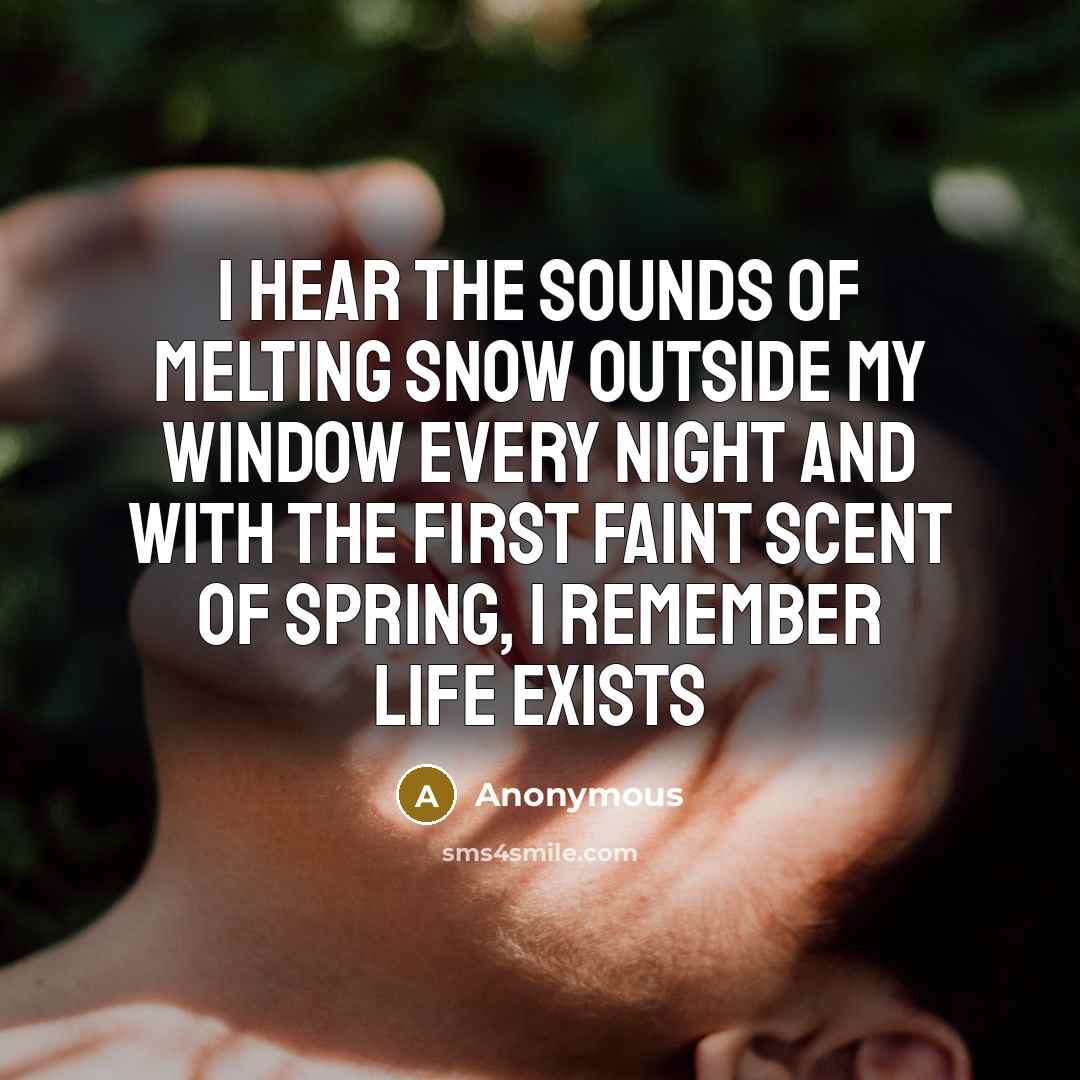 “I hear the sounds of melting snow outside my window…” quote by Anonymous