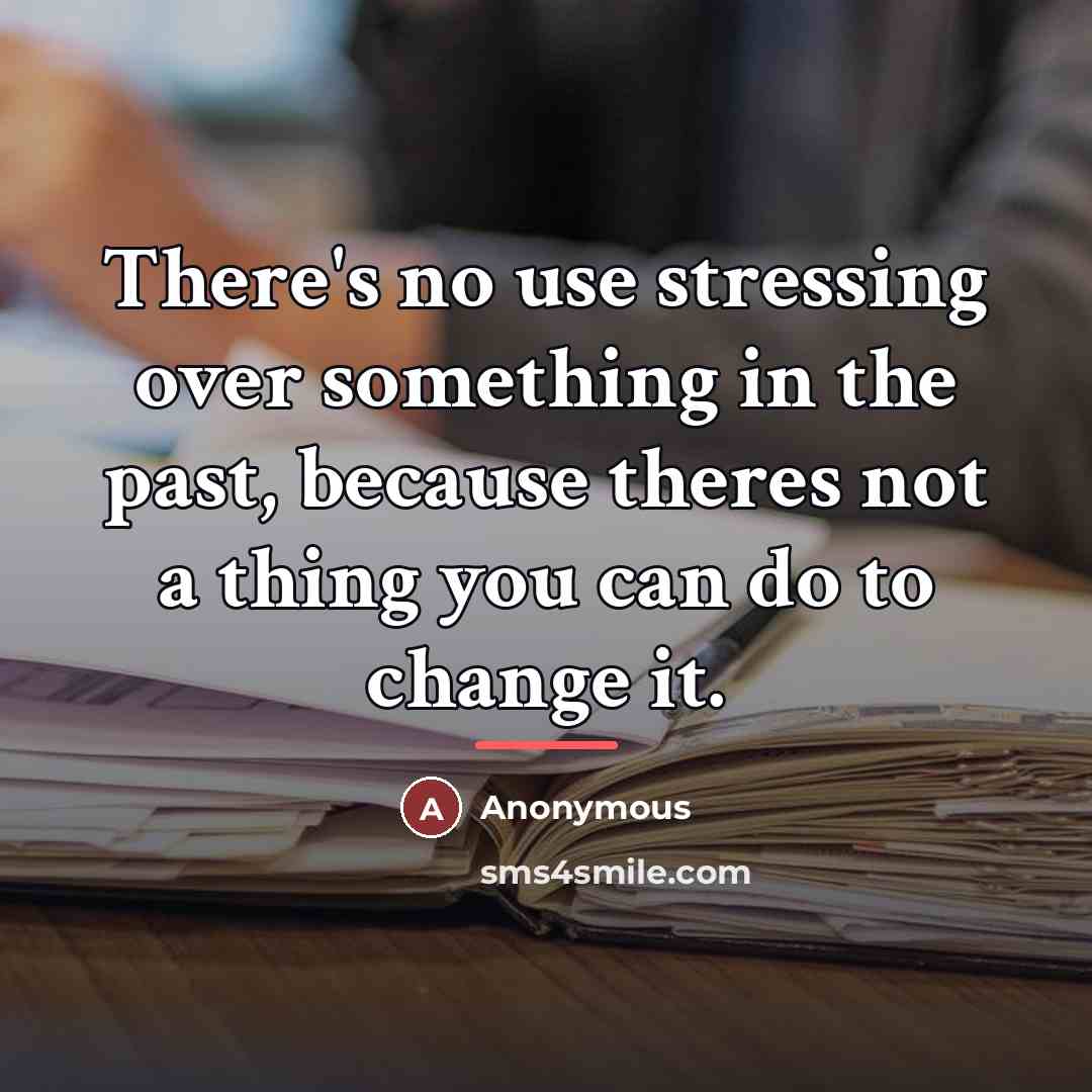“There's no use stressing over something in the past, because…” quote by Anonymous