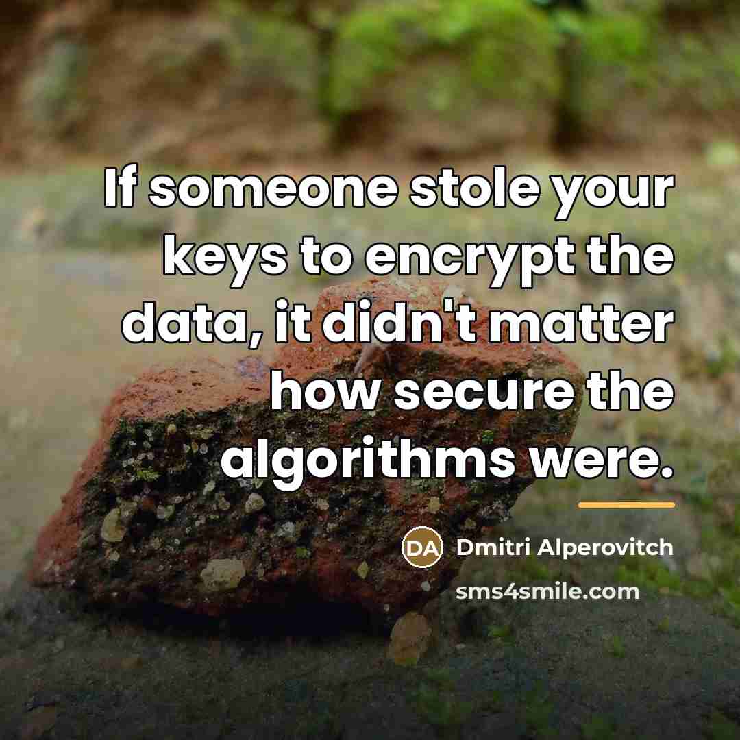 “If someone stole your keys to encrypt the data, it…” quote by Dmitri Alperovitch