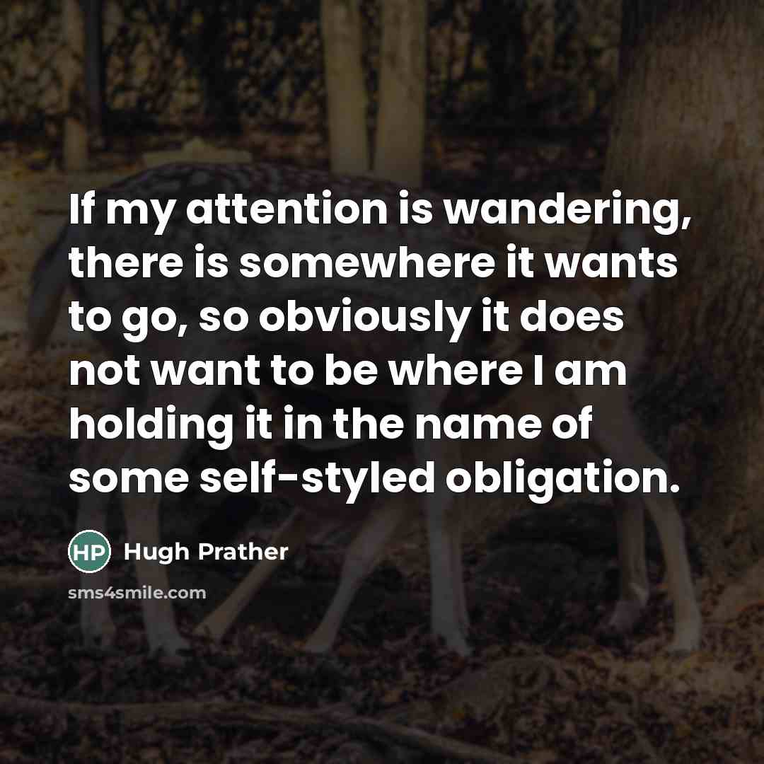 “If my attention is wandering, there is somewhere it wants…” quote by Hugh Prather