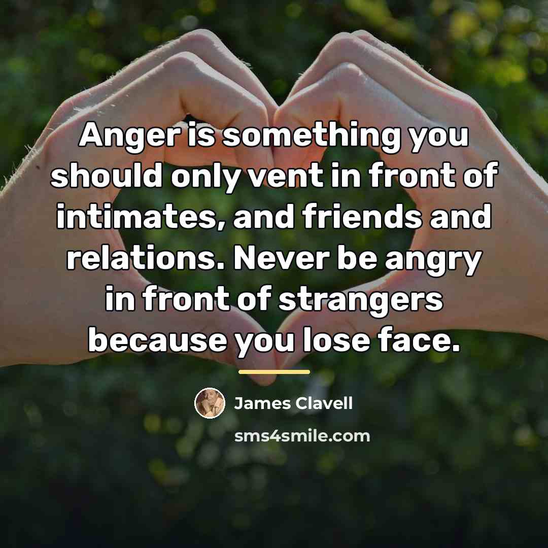 “Anger is something you should only vent in front of…” quote by James Clavell