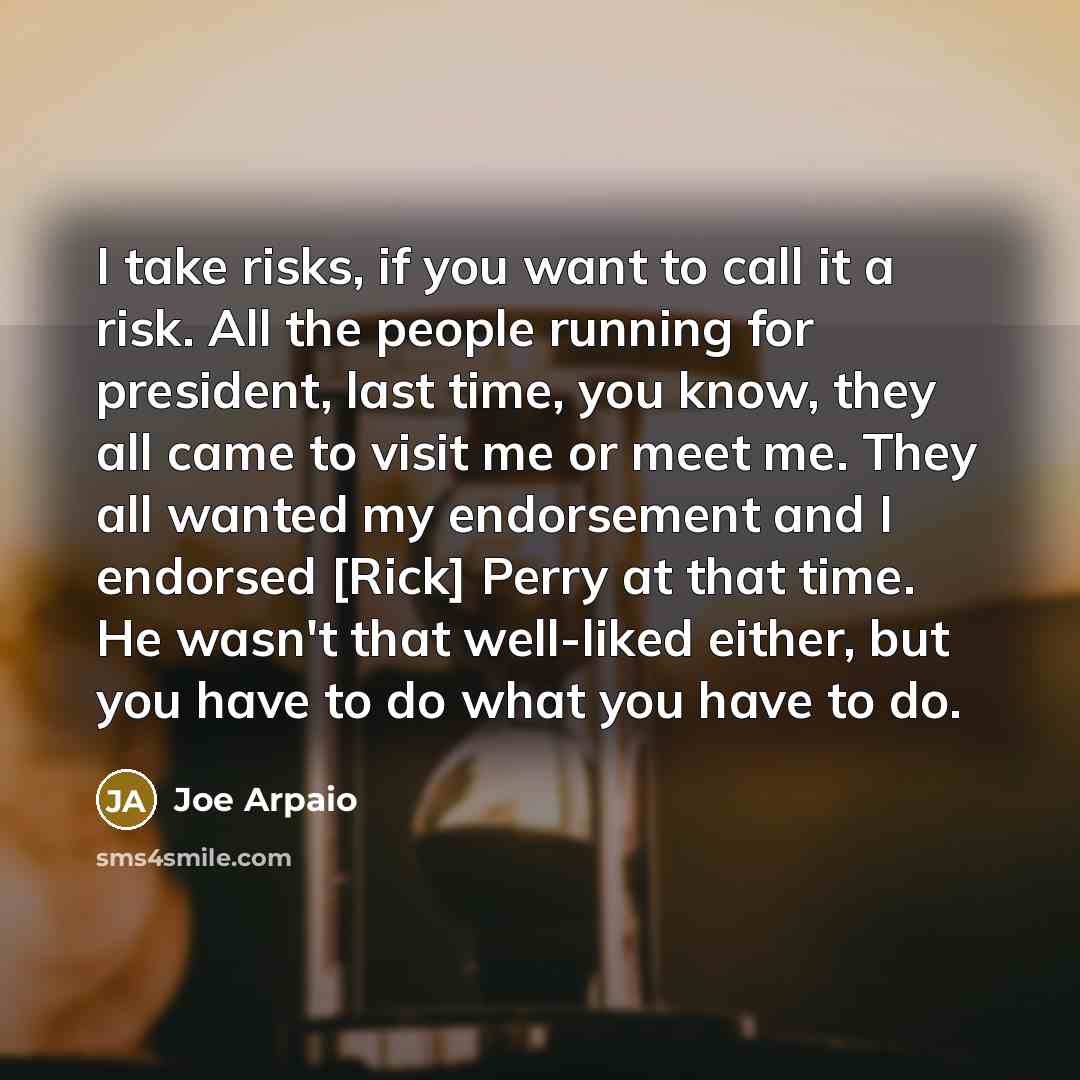 “I take risks, if you want to call it a…” quote by Joe Arpaio