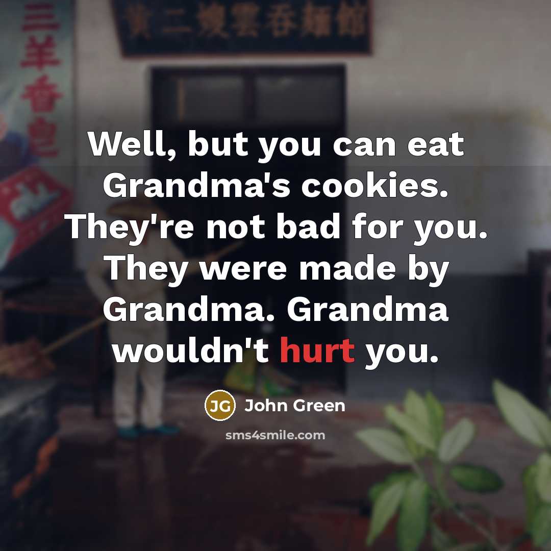 “Well, but you can eat Grandma's cookies. They're not bad…” quote by John Green