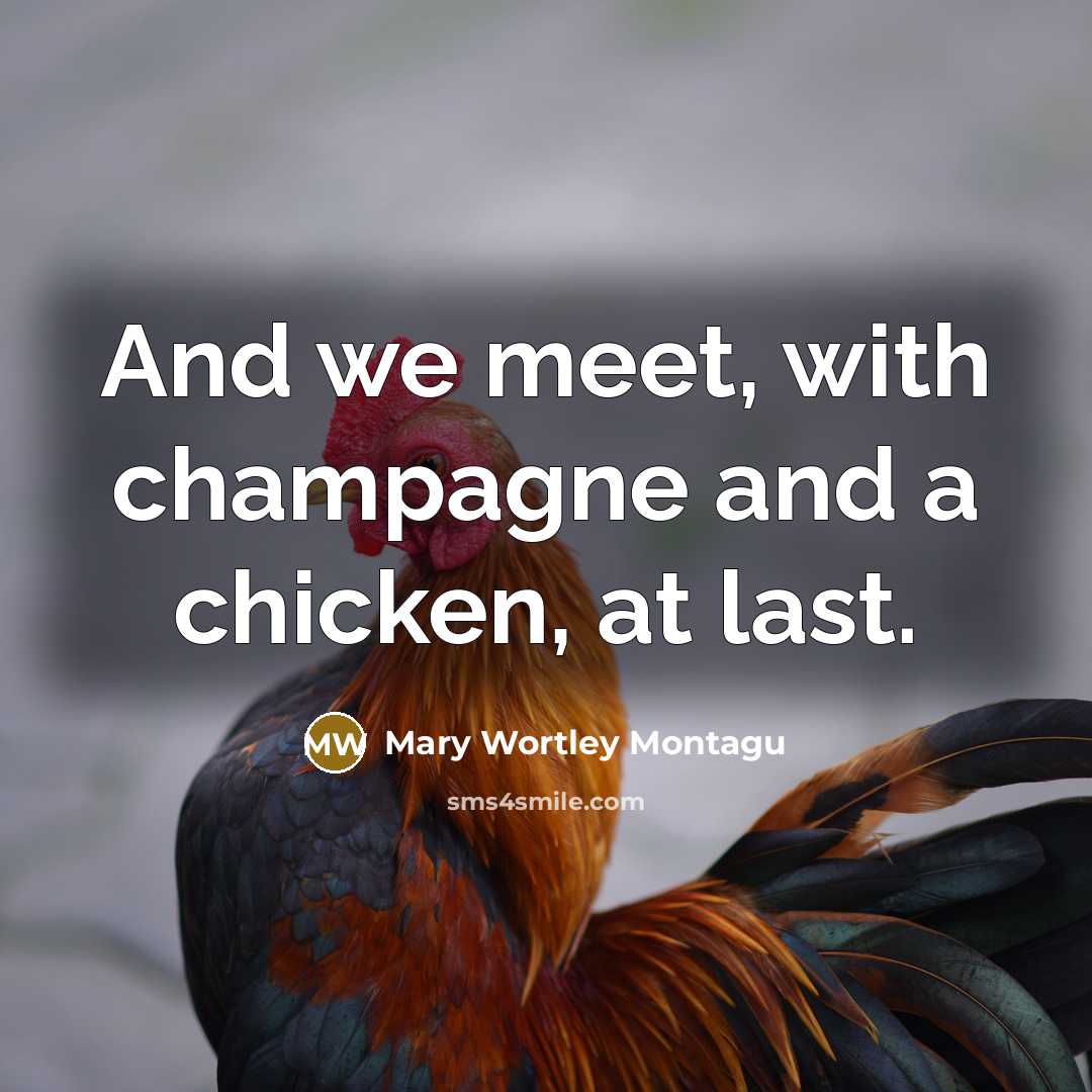 “And we meet, with champagne and a chicken, at last.…” quote by Mary Wortley Montagu