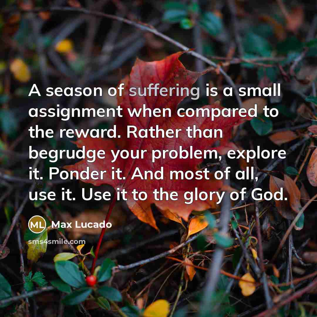 “A season of suffering is a small assignment when compared…” quote by Max Lucado