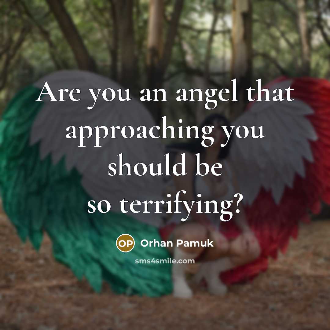 “Are you an angel that approaching you should be so…” quote by Orhan Pamuk