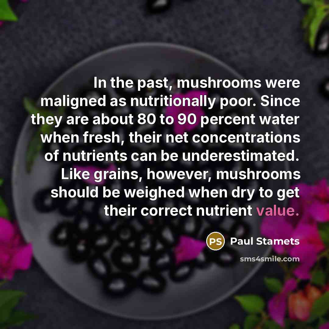 “In the past, mushrooms were maligned as nutritionally poor. Since…” quote by Paul Stamets