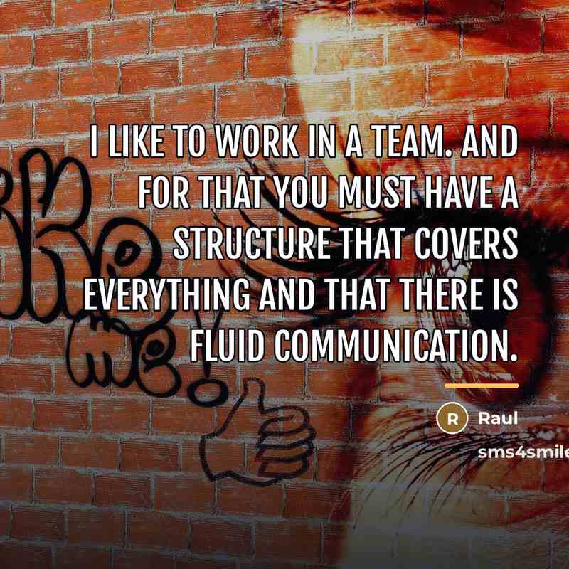 “I like to work in a team. And for that…” quote by Raul