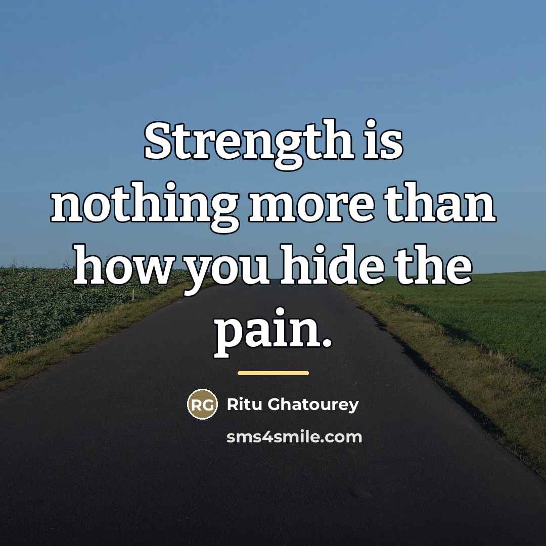 “Strength is nothing more than how you hide the pain.…” quote by Ritu Ghatourey