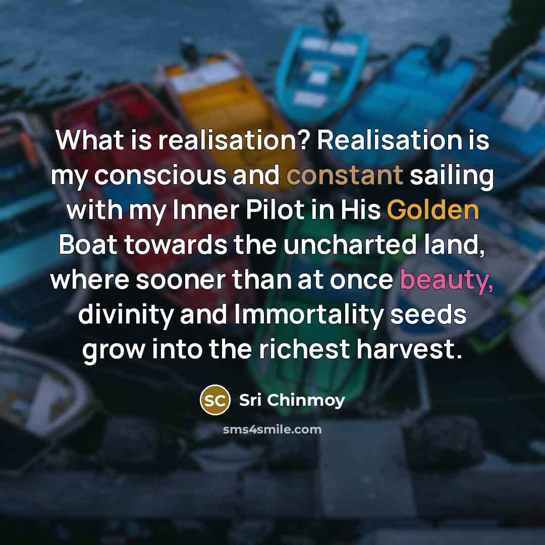 “What is realisation? Realisation is my conscious and constant sailing…” quote by Sri Chinmoy