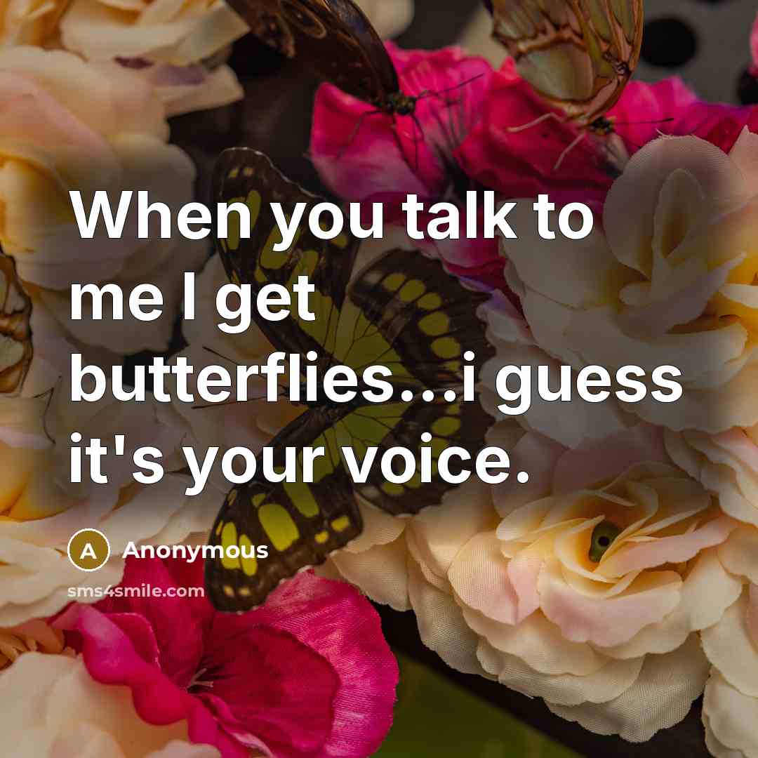 “When you talk to me I get butterflies...i guess it's your voice.” quote by Anonymous