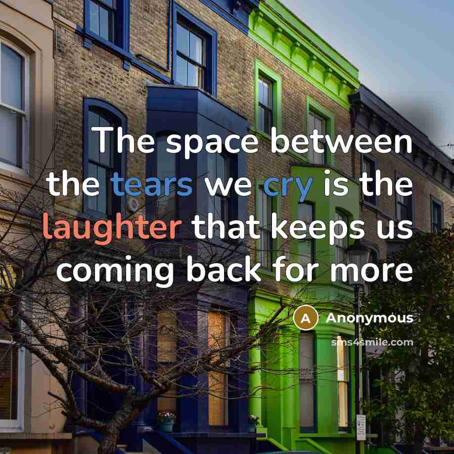 “The space between the tears we cry is the laughter that keeps us coming back for more” quote by Anonymous