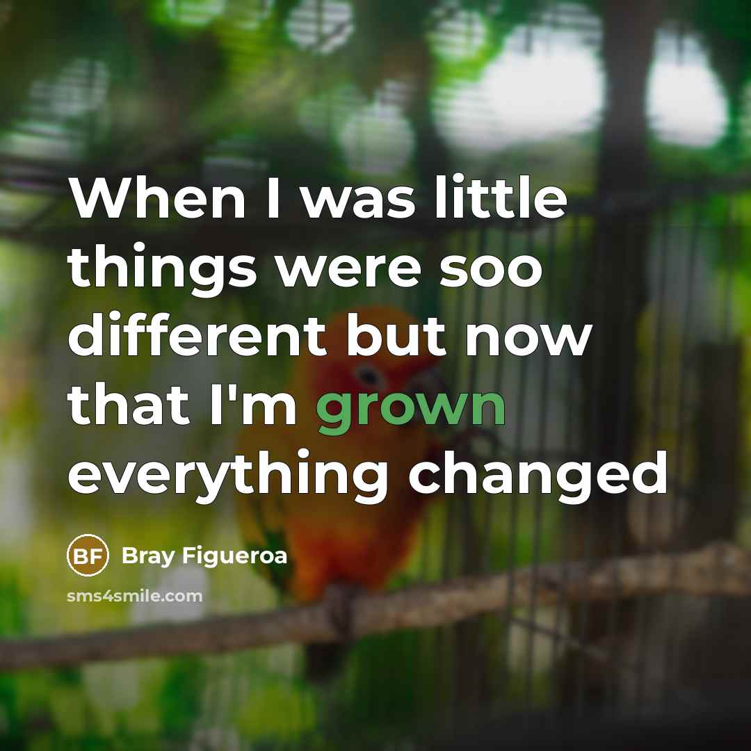 “When I was little things were soo different but now that I'm grown everything changed” quote by Bray Figueroa