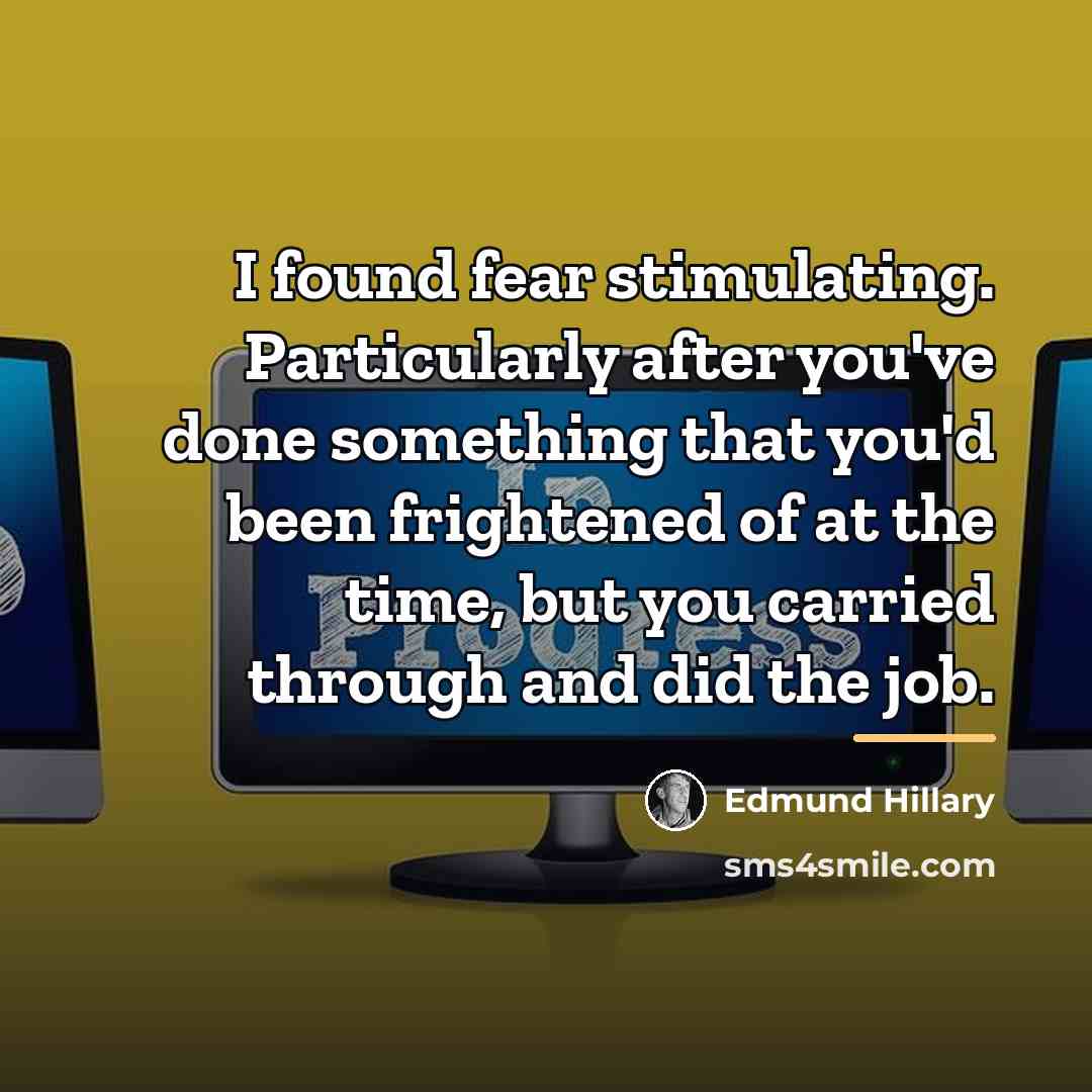 “I found fear stimulating. Particularly after you've done something that…” quote by Edmund Hillary