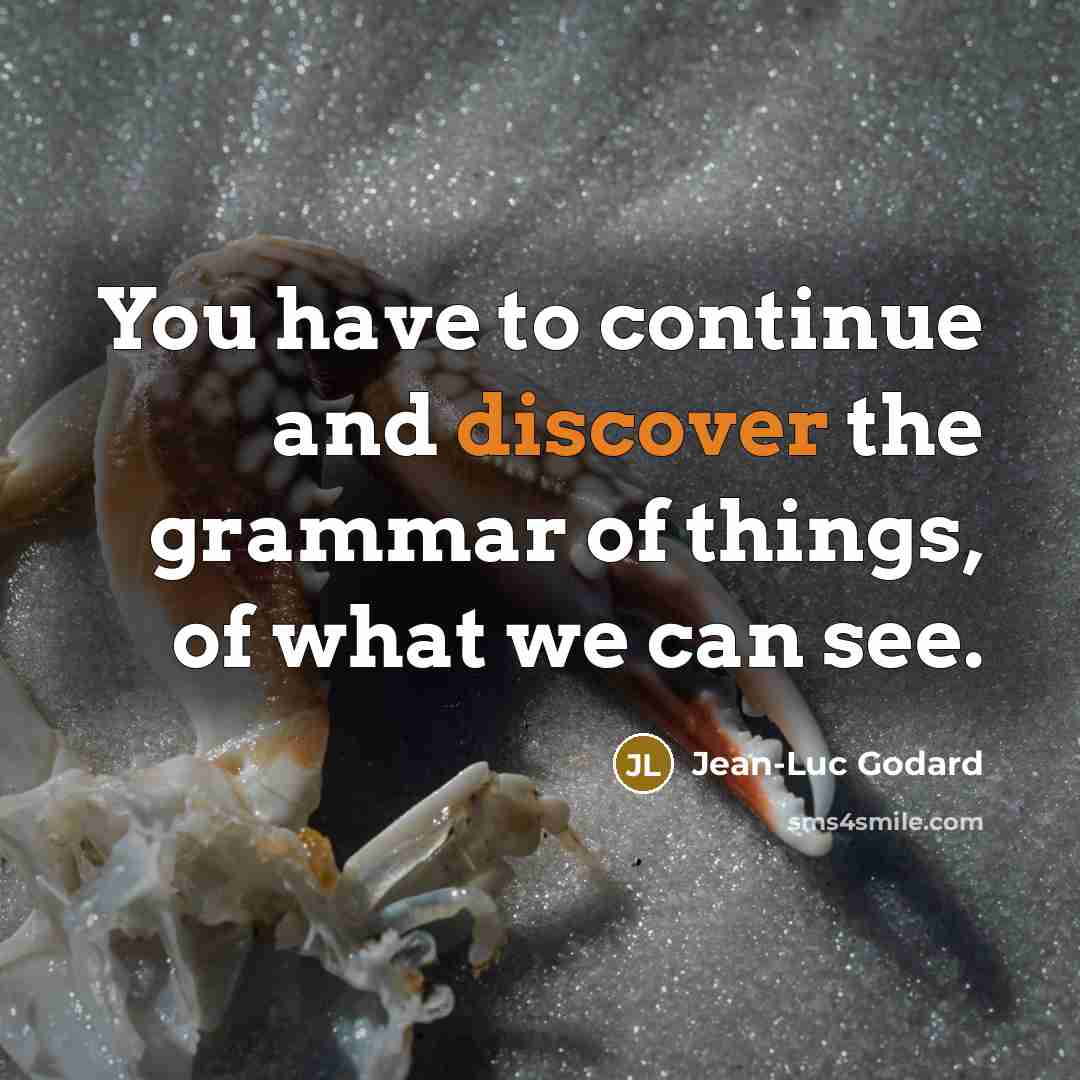 “You have to continue and discover the grammar of things, of what we can see.” quote by Jean-Luc Godard