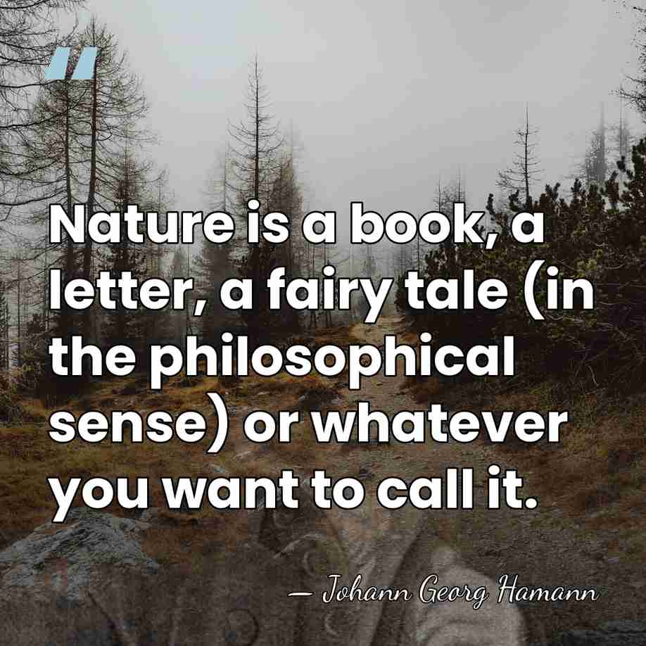 Nature is a book, a letter, a fairy tale (in the philosophical&hellip; - Johann Georg Hamann