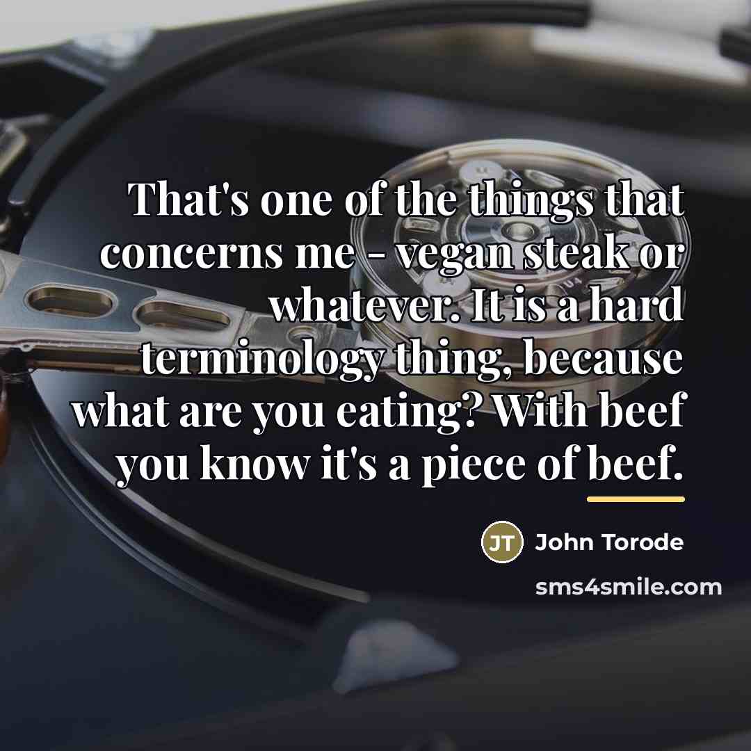 “That's one of the things that concerns me - vegan…” quote by John Torode