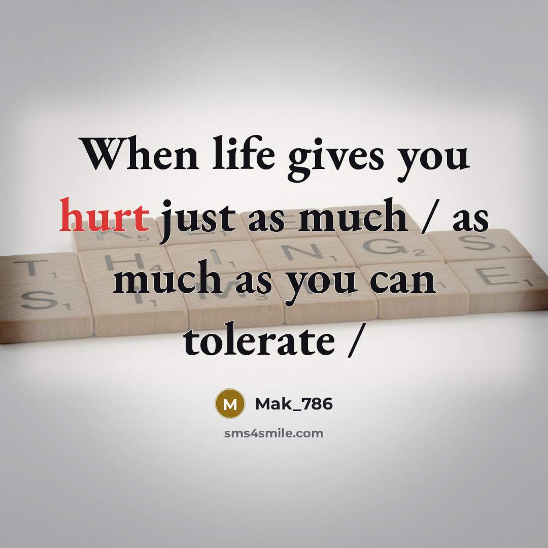 “When life gives you hurt just as much / as…” quote by Mak_786