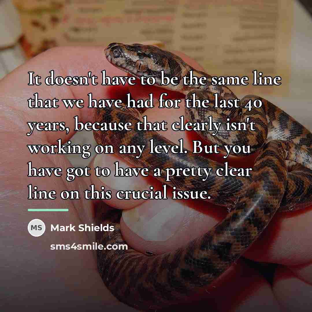 “It doesn't have to be the same line that we…” quote by Mark Shields
