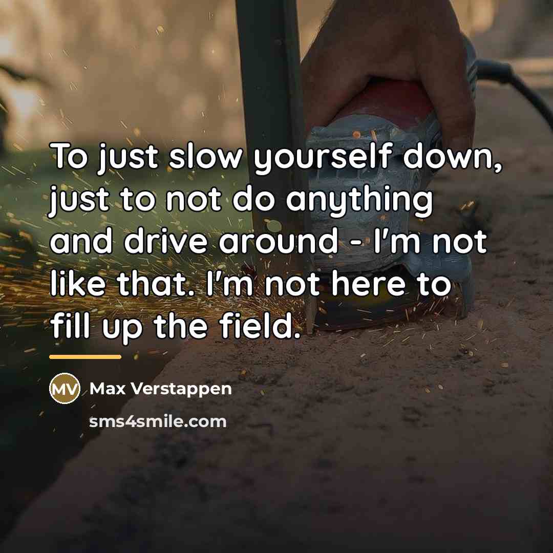 “To just slow yourself down, just to not do anything…” quote by Max Verstappen
