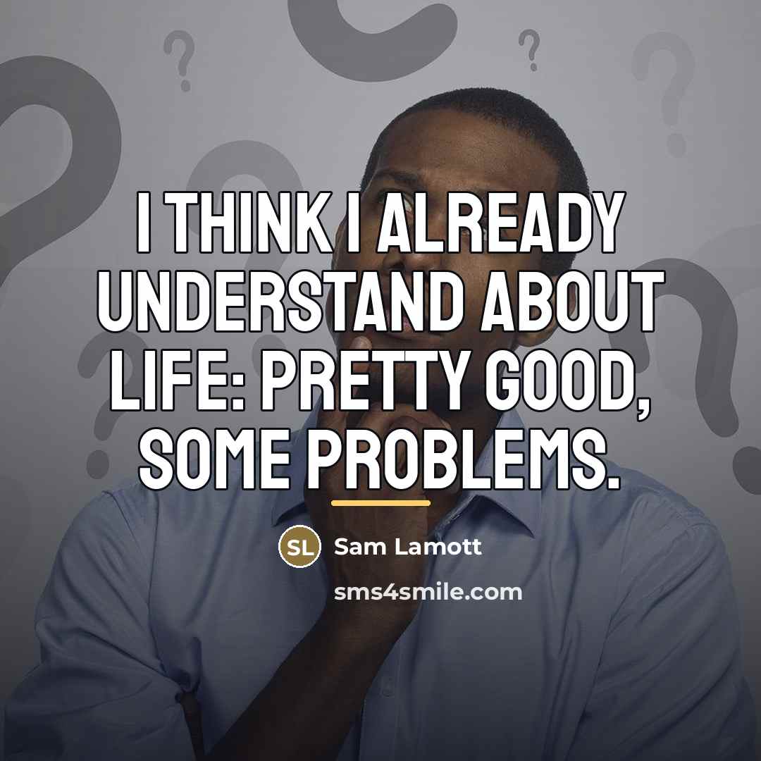 “I think I already understand about life: pretty good, some…” quote by Sam Lamott