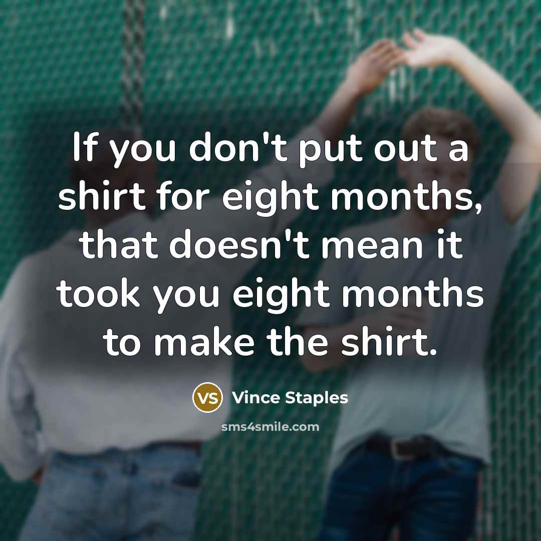 “If you don't put out a shirt for eight months,…” quote by Vince Staples
