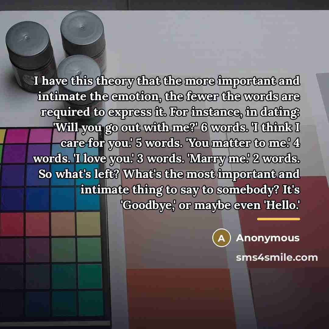 “I have this theory that the more important and intimate…” quote by Anonymous