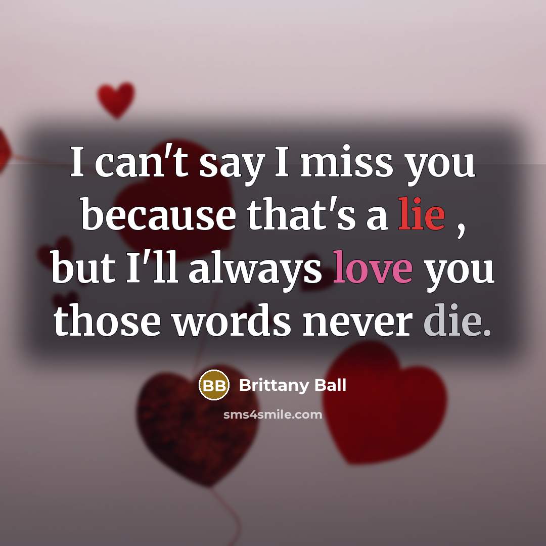 “I can't say I miss you because that's a lie…” quote by Brittany Ball
