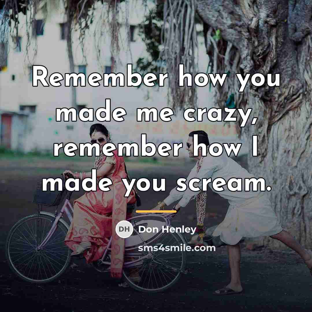 “Remember how you made me crazy, remember how I made…” quote by Don Henley