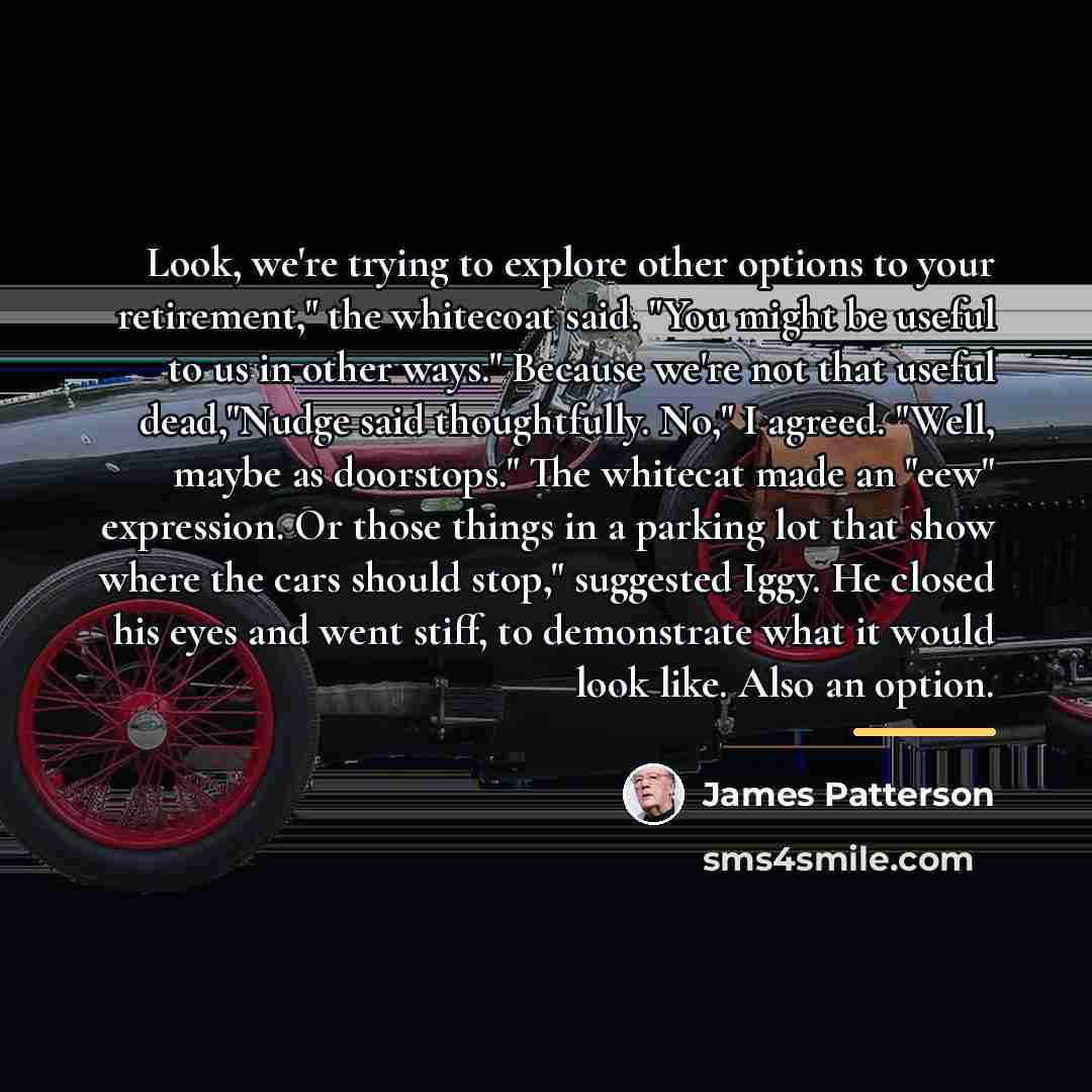 “Look, we're trying to explore other options to your retirement,"…” quote by James Patterson