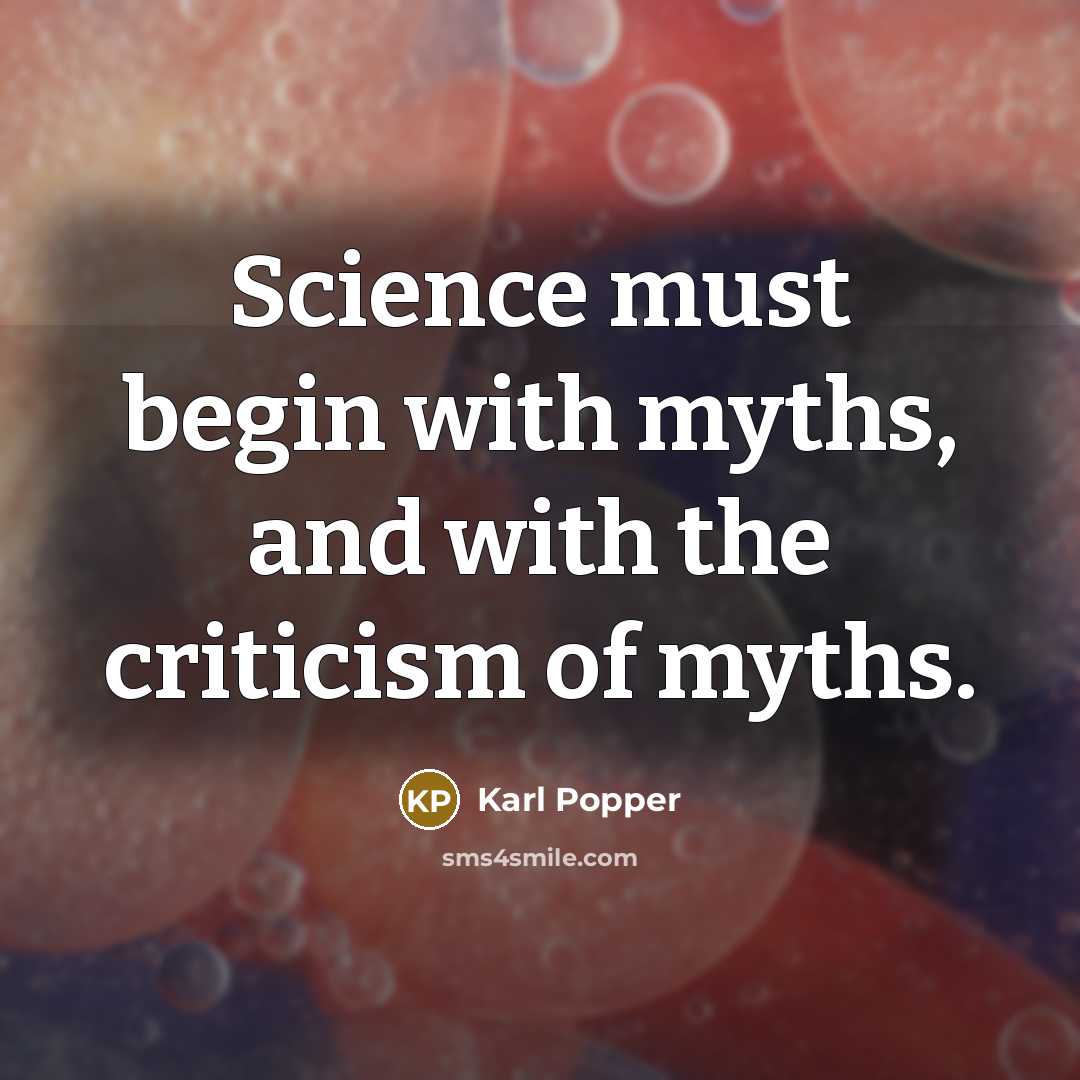 “Science must begin with myths, and with the criticism of…” quote by Karl Popper