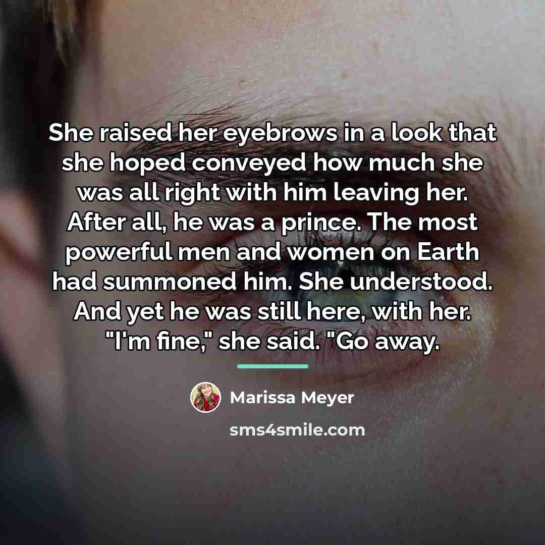 “She raised her eyebrows in a look that she hoped…” quote by Marissa Meyer