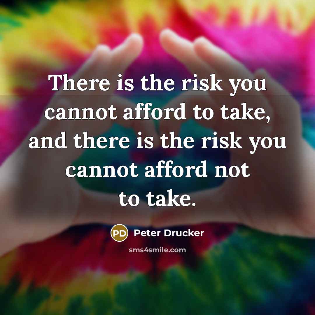 “There is the risk you cannot afford to take, and…” quote by Peter Drucker