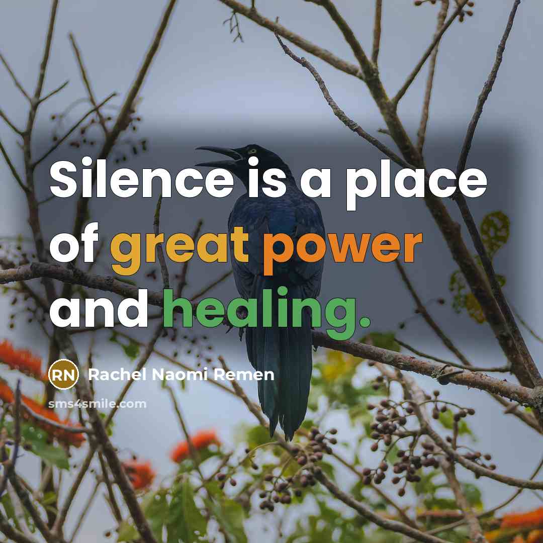 “Silence is a place of great power and healing.…” quote by Rachel Naomi Remen