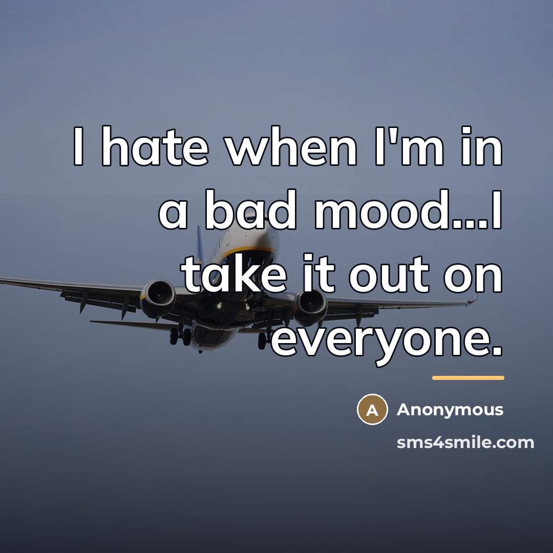 “I hate when I'm in a bad mood...I take it…” quote by Anonymous