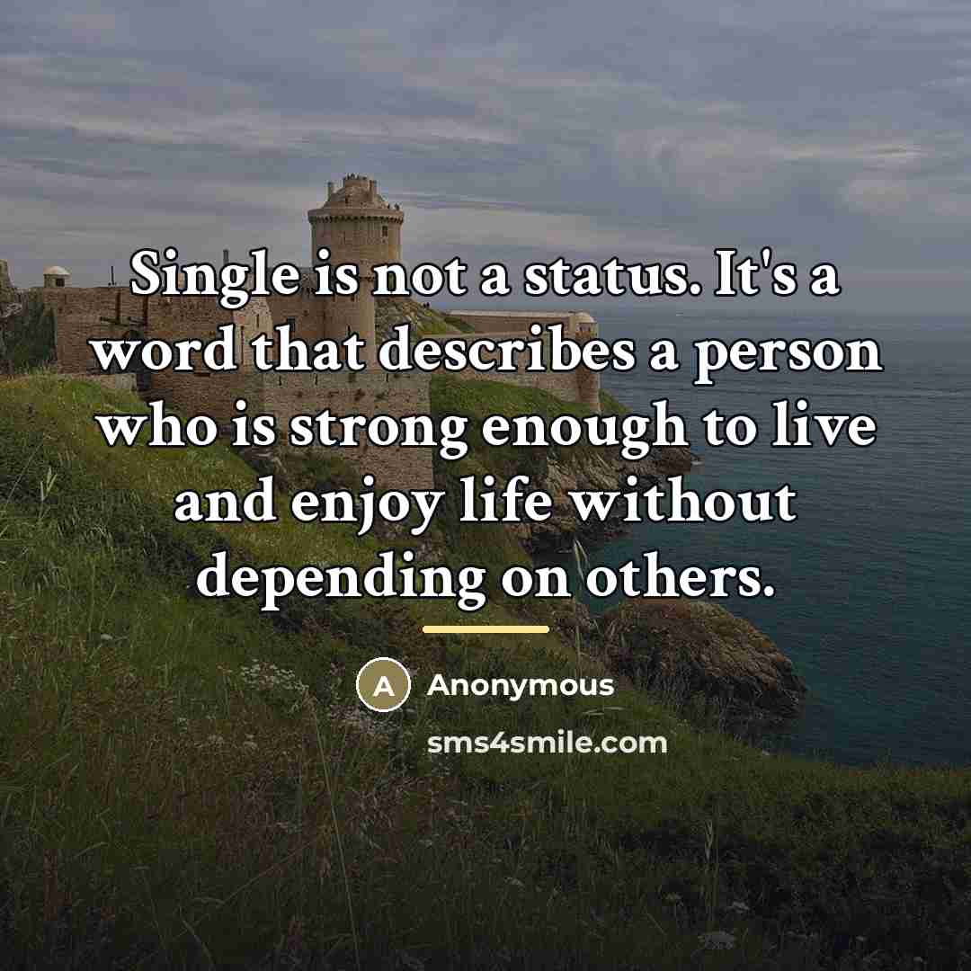 “Single is not a status. It's a word that describes…” quote by Anonymous