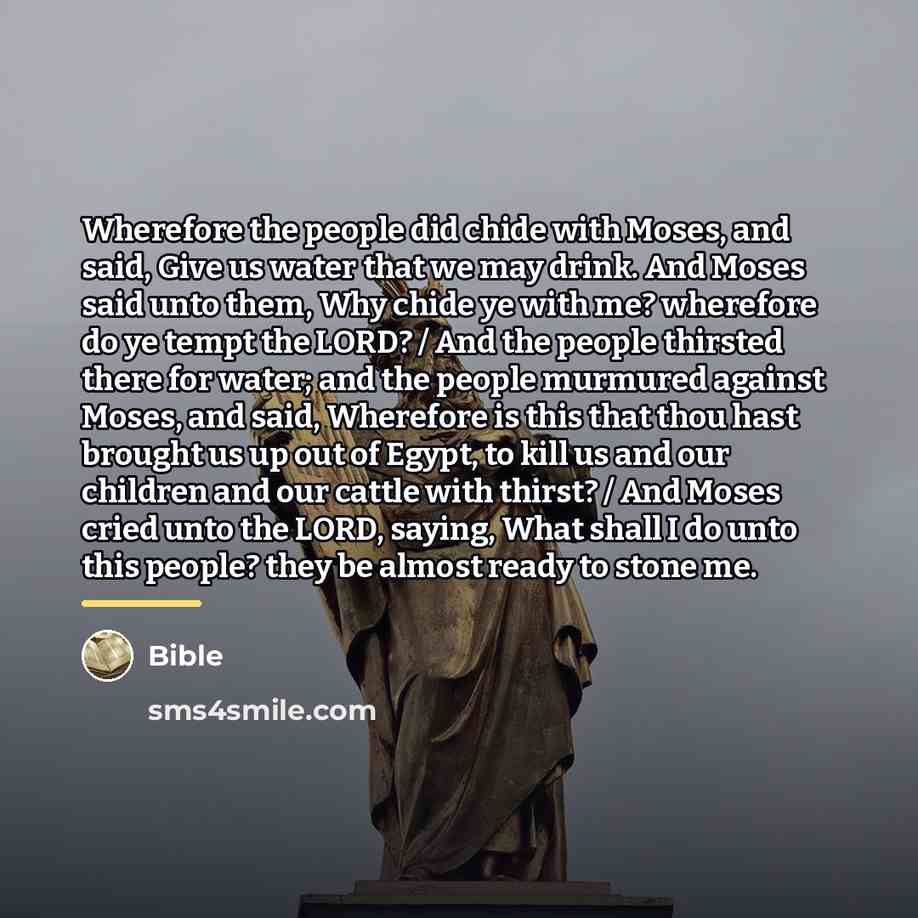 “Wherefore the people did chide with Moses, and said, Give…” quote by Bible