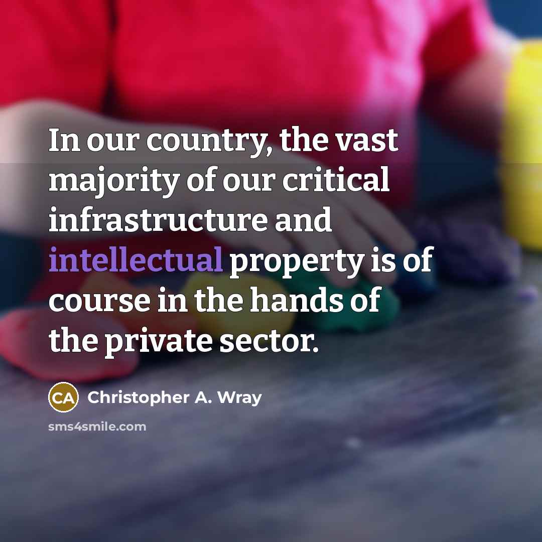 “In our country, the vast majority of our critical infrastructure…” quote by Christopher A. Wray