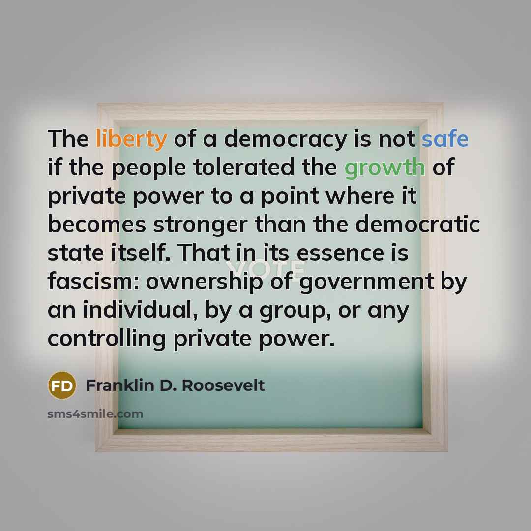 “The liberty of a democracy is not safe if the…” quote by Franklin D. Roosevelt