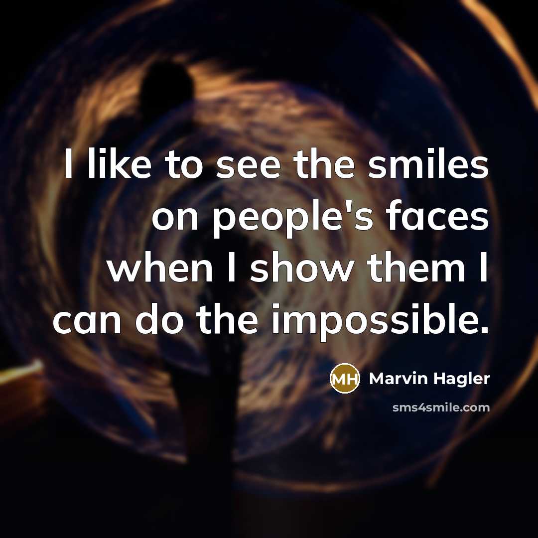 “I like to see the smiles on people's faces when…” quote by Marvin Hagler